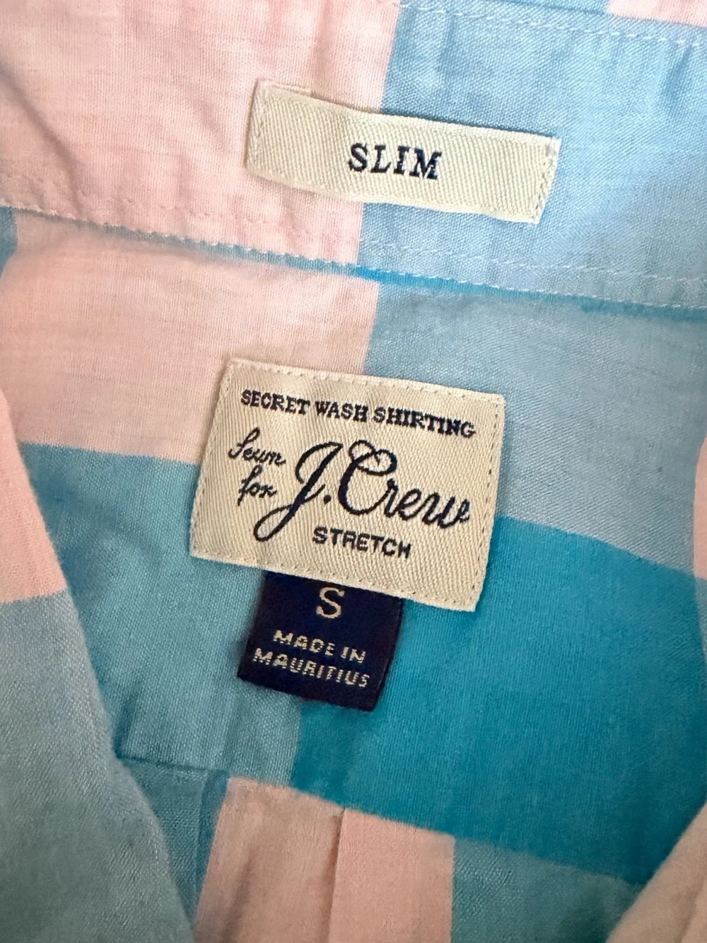 J.Crew Secret Wash Shirt Small Blue Button Up Long Sleeve Slim Fit Plaid NWOT